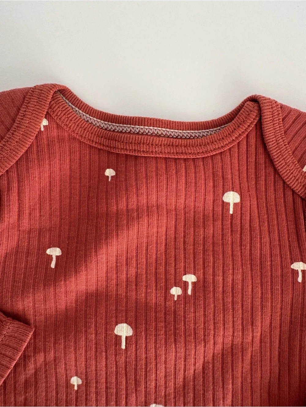 cloud island Rust Ribbed Mushroom Print Baby Bodysuit & Pants Set 0-3